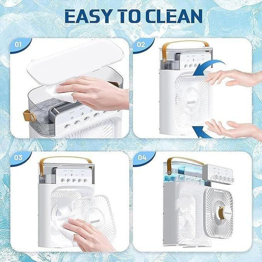 CoolerMist™️ 4-in-1 Mini Air Cooler Fan | Portable USB AC, Humidifier & Night Light