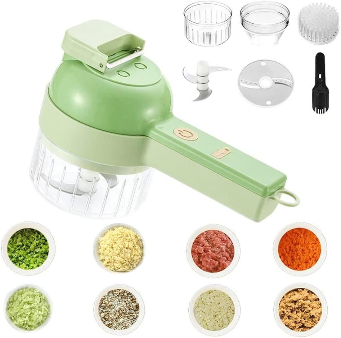 Multifunctional 4-in-1 Electric Vegetable Chopper & Slicer – Portable & Rechargeable