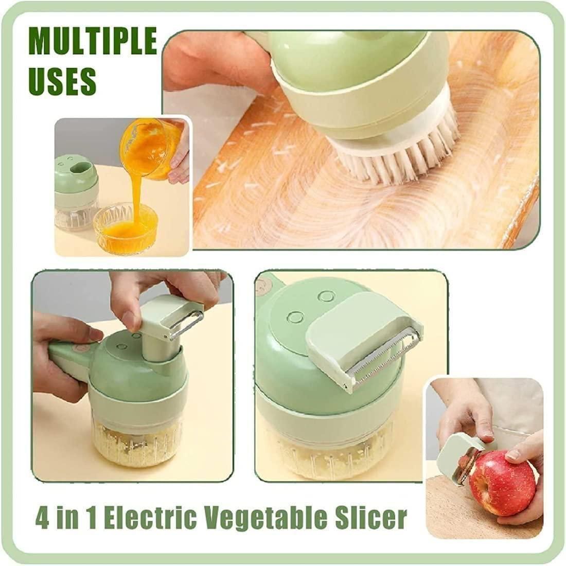 Multifunctional 4-in-1 Electric Vegetable Chopper & Slicer – Portable & Rechargeable