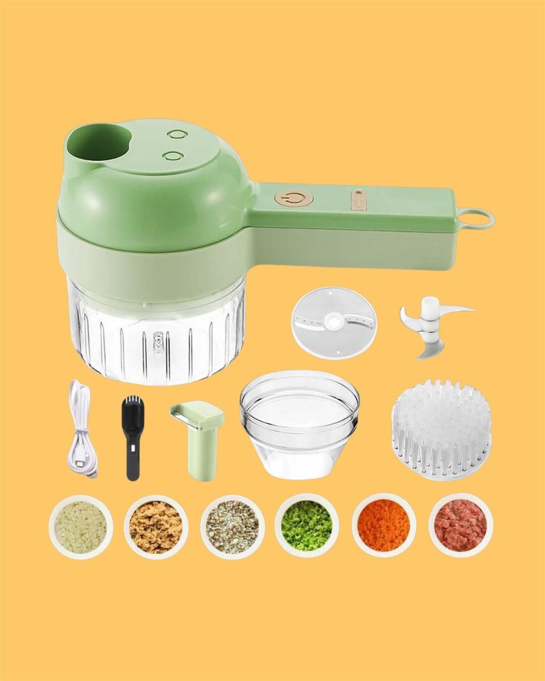 Multifunctional 4-in-1 Electric Vegetable Chopper & Slicer – Portable & Rechargeable